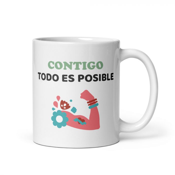 Taza motivadora contigo todo es posible, regalo motivador