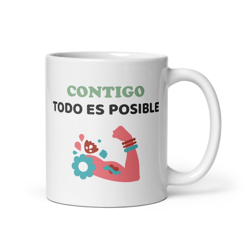 Taza motivadora contigo todo es posible, regalo motivador