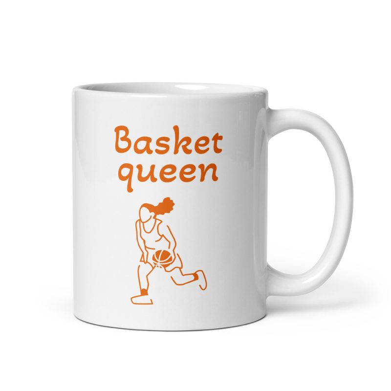 Taza de regalo para fanáticas del baloncesto con el mensaje basket queen