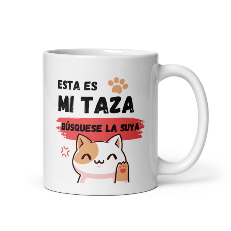Taza divertida con el mensaje esta es mi taza, búsquese la suya. Regalo divertido y para amantes de los gatos