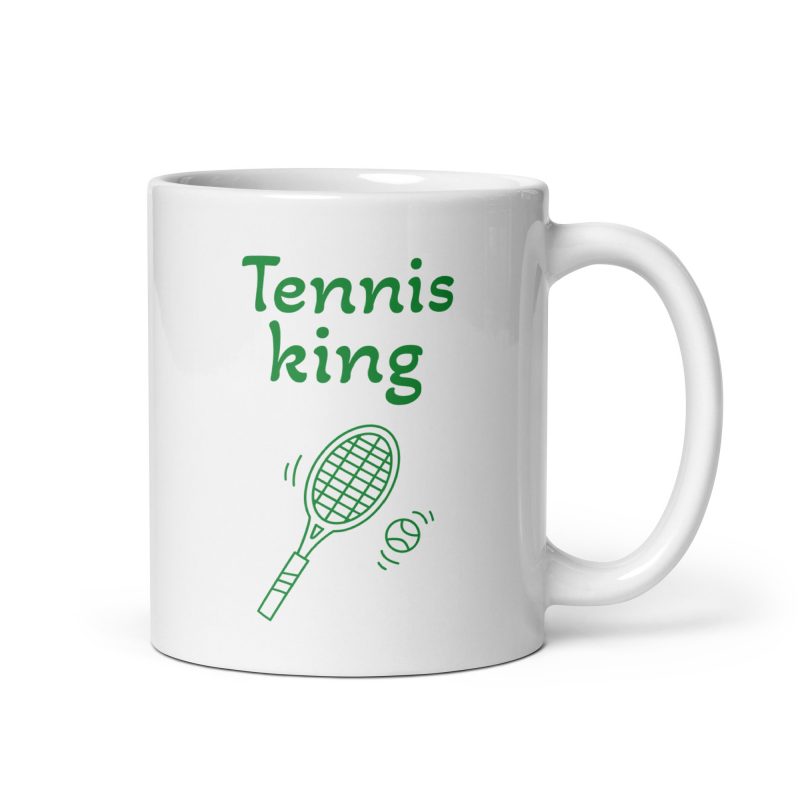 Taza de regalo para amantes del tenis con el mensaje tennis king