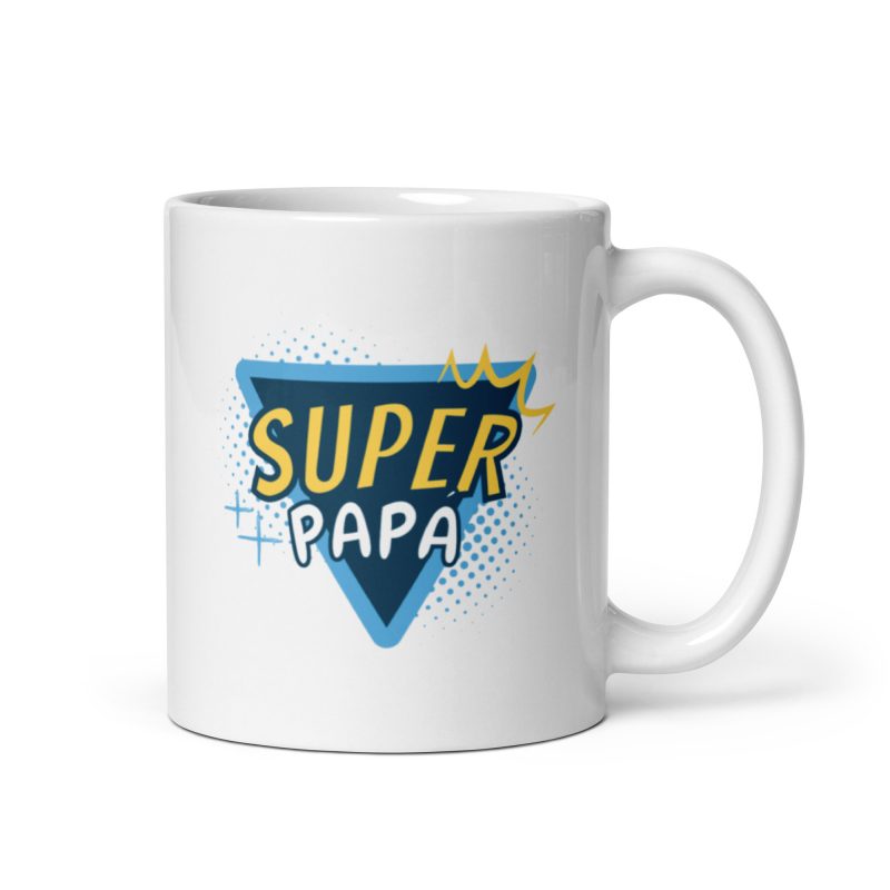 Taza con el mensaje super papá, regalo original para el día del padre