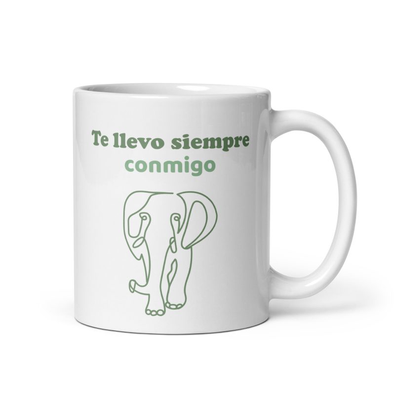 Taza de regalo bonita siempre te llevo conmigo con una elegante y bonita ilustración de un elefante