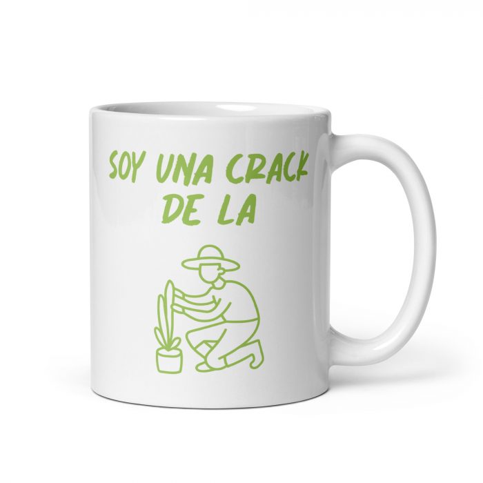 Taza de regalo para jardineras con el mensaje soy una crack de la jardinería