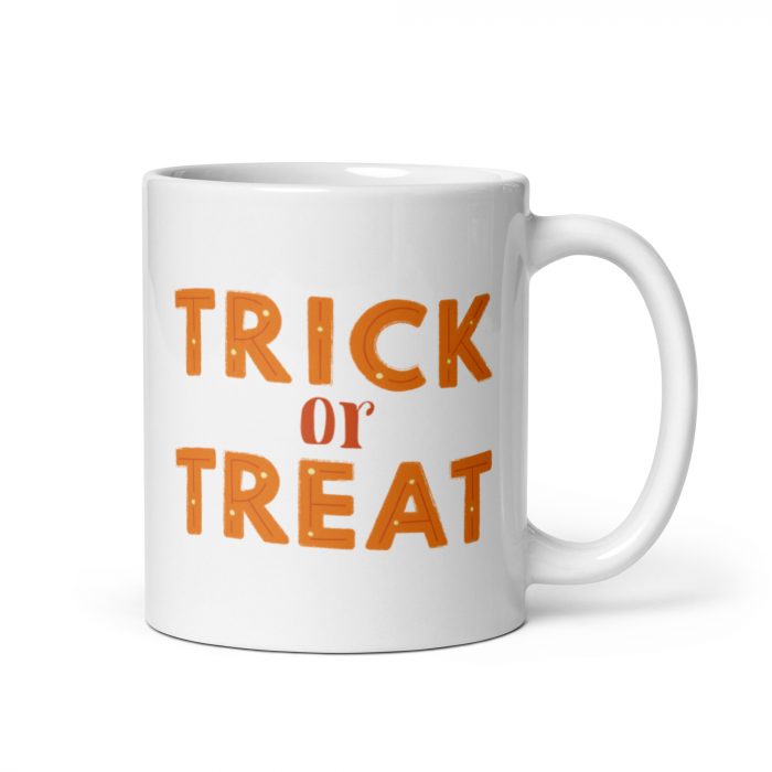 Taza de regalo con el mensaje Trick or treat, ideal para regalos