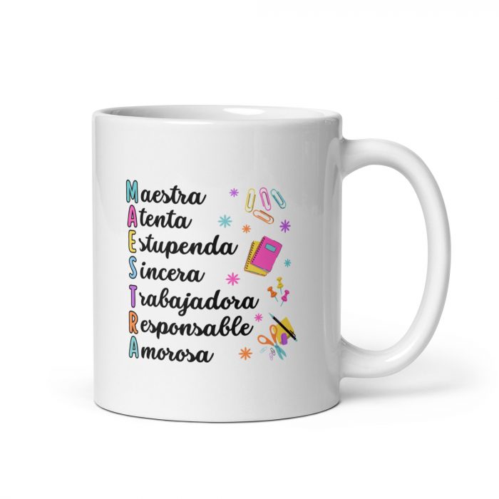 Taza para profesores con diferentes adjetivos bonitos, un regalo original