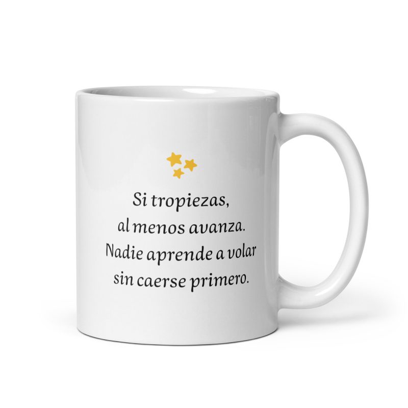 Taza de regalo motivacional si tropiezas al menos avanza