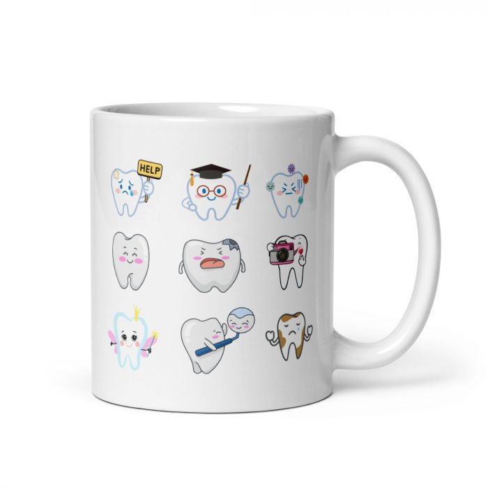 Taza de regalo con ilustraciones divertidas de dientes