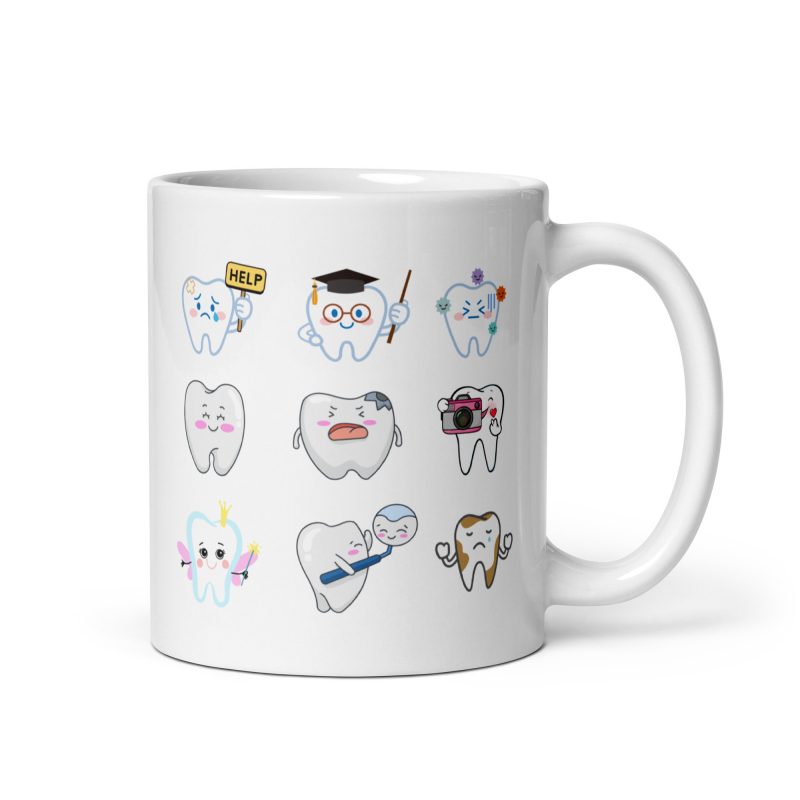 Taza de regalo con ilustraciones divertidas de dientes