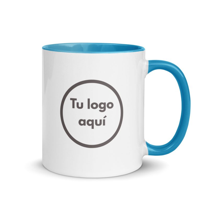 Taza para empresas de color azul y blanco