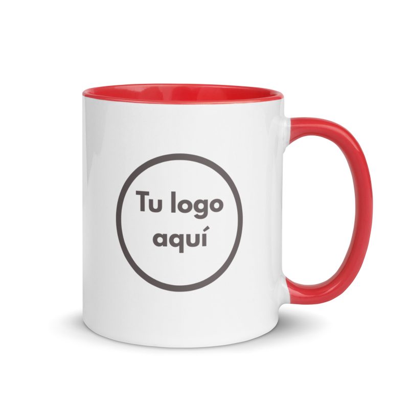 taza para empresas de color rojo y blanco