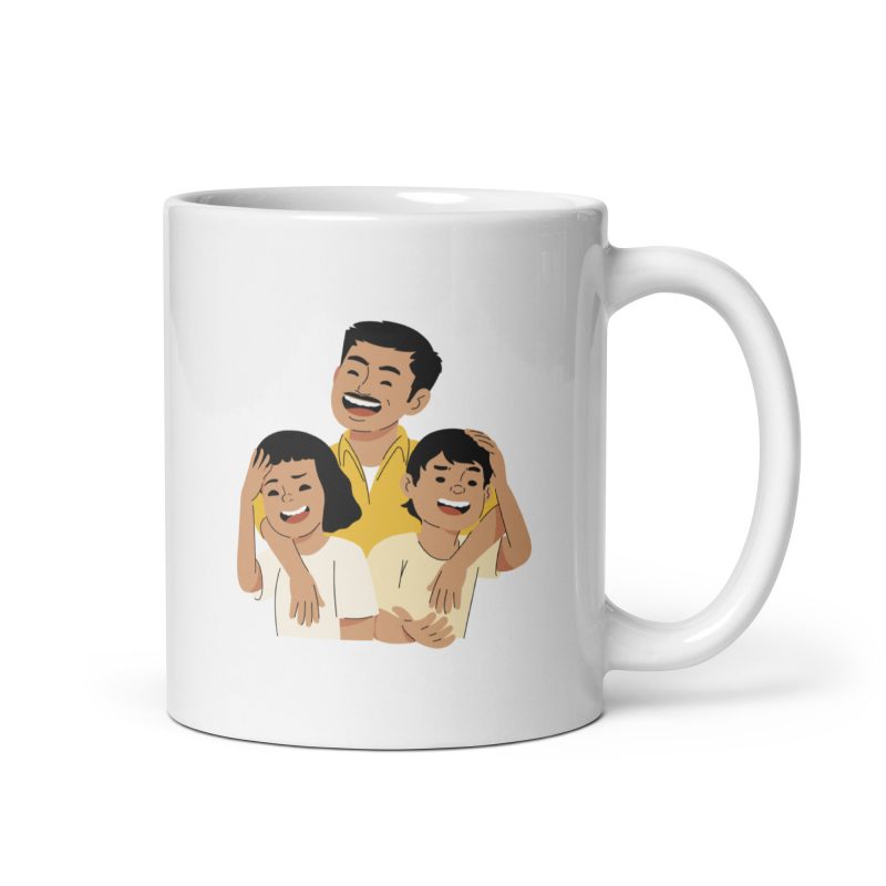 Taza para el día del padre con dibujo familiar y dedicatoria